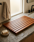 19.6in Teak Bathroom Accessory | Modern Natural Stone and Teak Bath Set For Bathroom, Shower and Spa