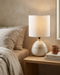 13.7in Ceramic Table Lamp | Modern Linen Shade Bedside Lamp