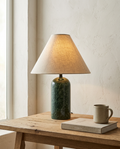 Marble Table Lamp | Modern Linen Shade Bedside Lamp
