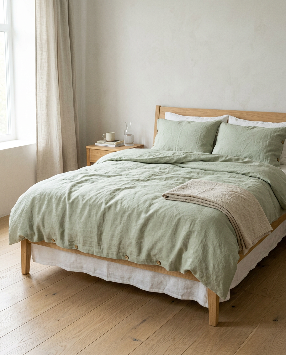 Stone Linen Duvet Cover Set | Modern French Flax Linen Bedding Set
