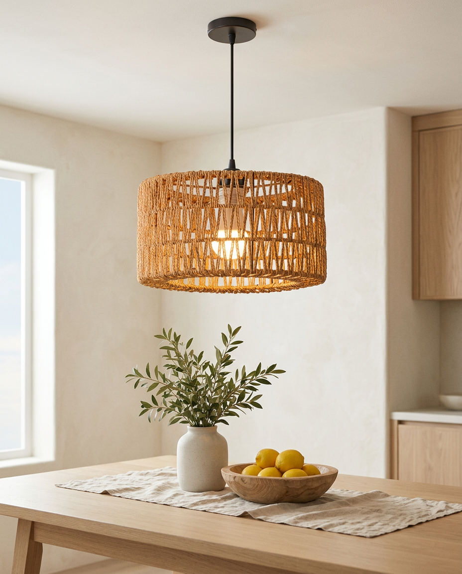 31cm Rattan Pendant Light | Modern Nordic Ceiling Light