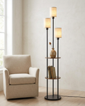 70.9in Linen Floor Lamp | Modern Wood and Linen Standing Lamp