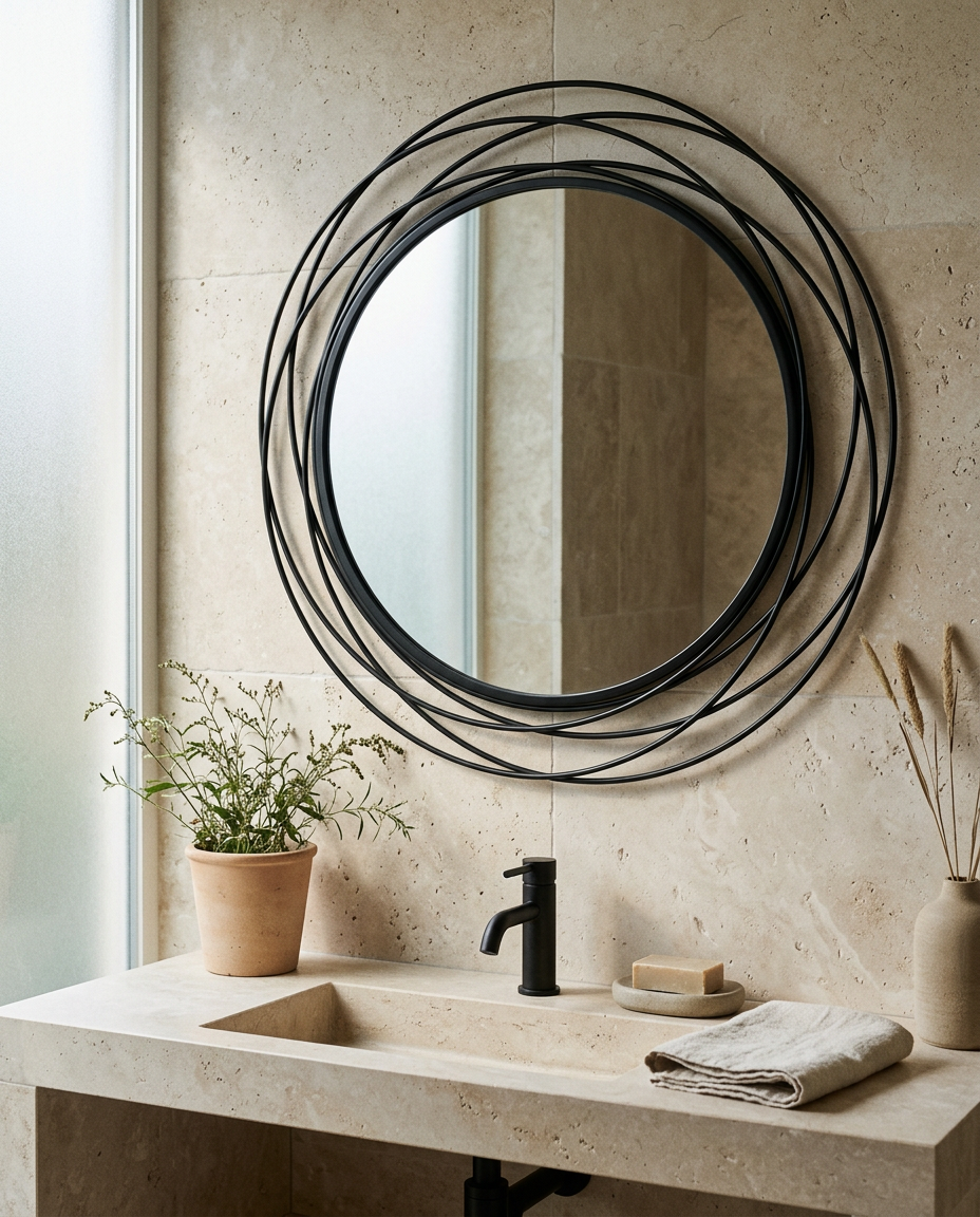 80cm Black Shatter Resistant Wall Mirror | Modern Arched Full Length Mirror For Bedroom, Hallway and Living Room