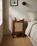 Bamboo Rattan Nightstand | Modern Nordic Bedside Table For Living Room and Bedroom