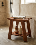 14in Quick Drying Teak Shower Bench styled in a modern home interior