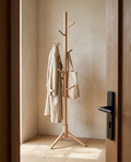 Hooks Solid Wood Wooden Coat Rack styled in a modern home interior