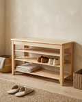 Rubber Tier Solid Wood Shoe Storage Bench styled in a modern home interior