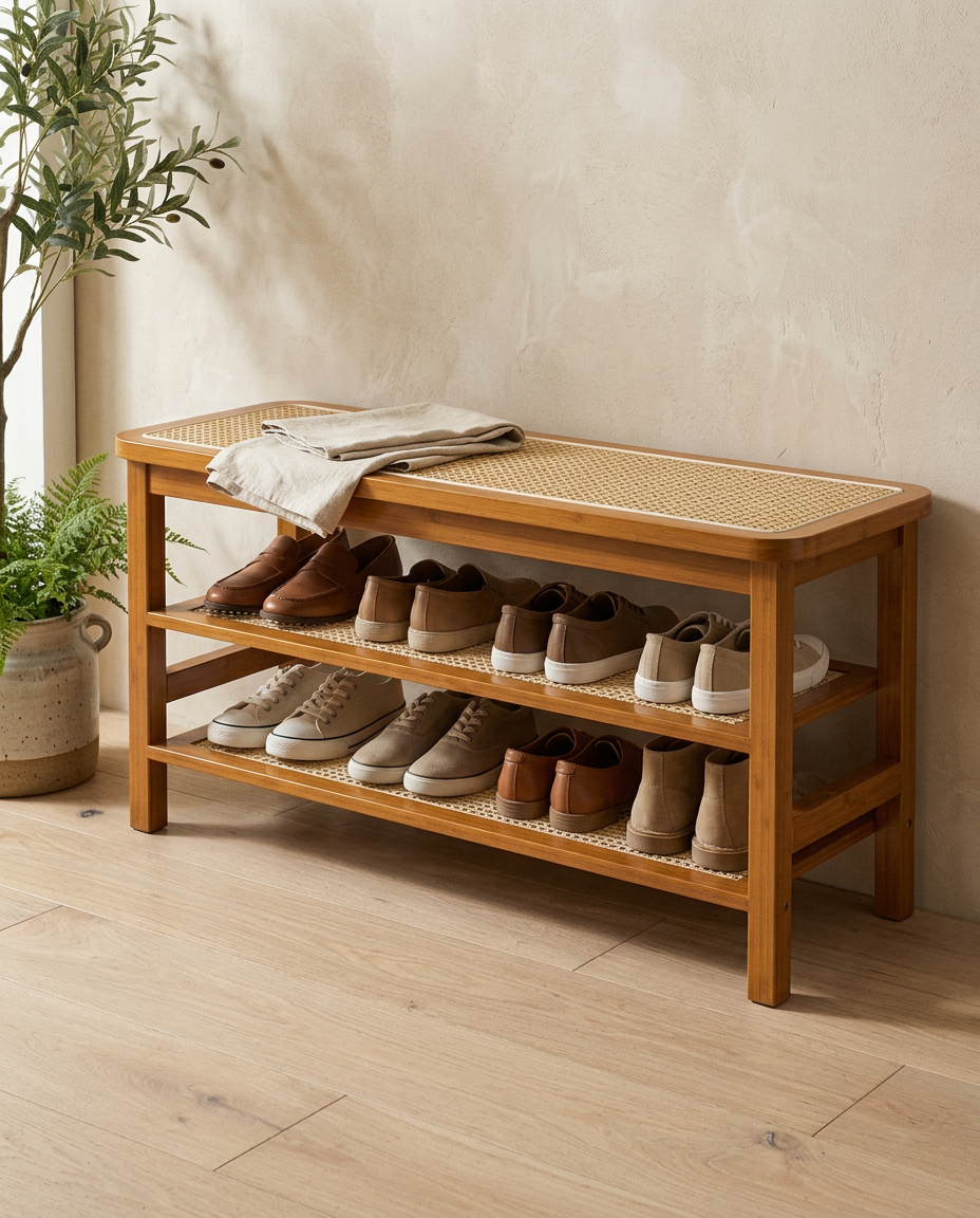 Bamboo Entryway Furniture styled in a modern home interior