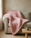 Merino Roving Oversized Chunky Knit Throw Blanket styled in a modern home interior