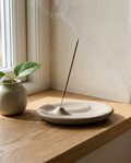 Concrete Stone Incense Holder styled in a modern home interior