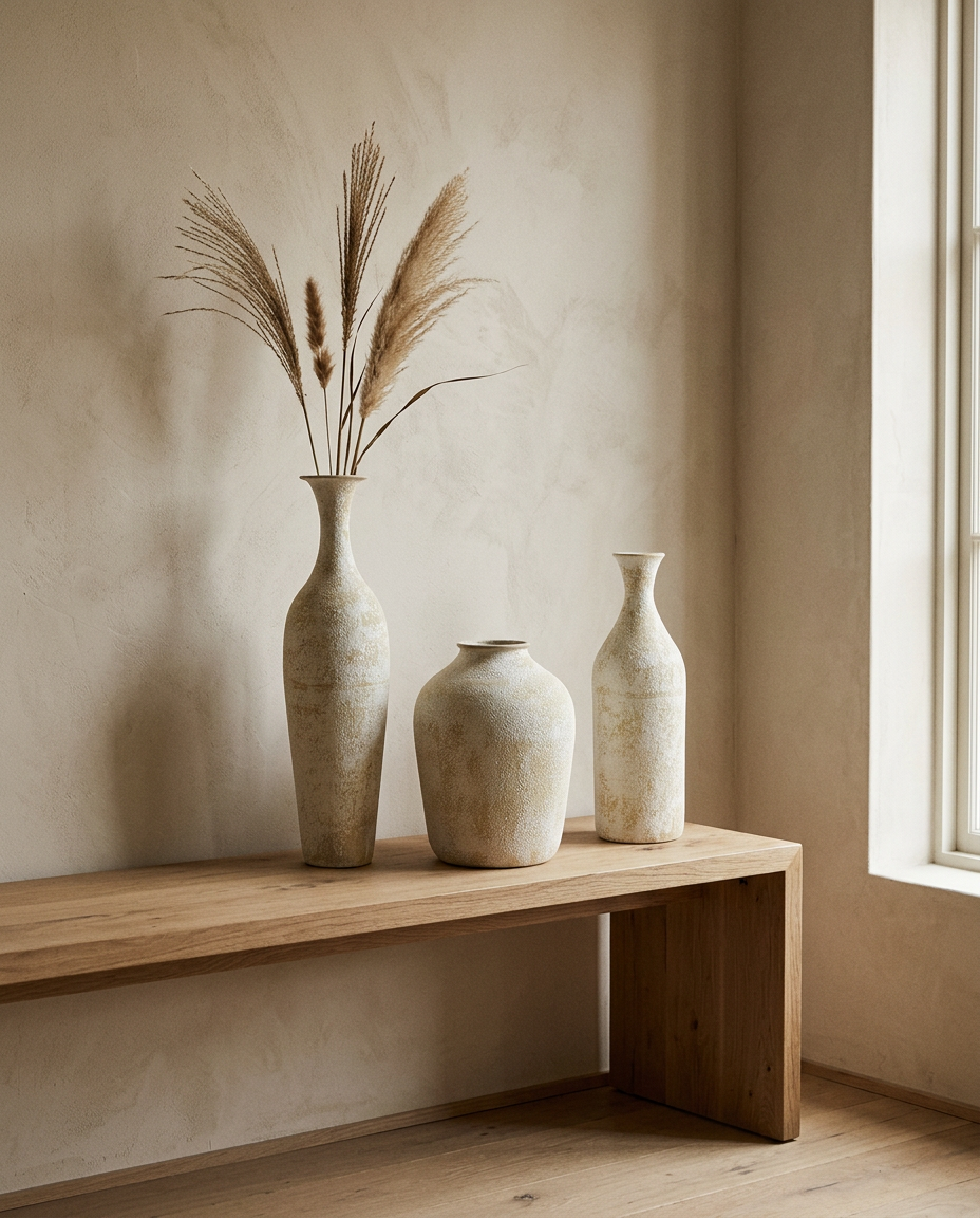 Rustic Farmhouse Handmade Ceramic Vase styled in a modern home interior
