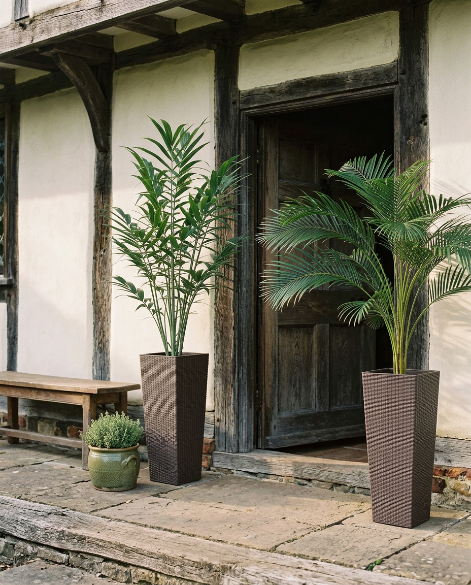 23.6in Drainage Hole Plant Pot styled in a modern home interior