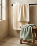 Quick Drying Cotton Waffle Towel Set styled in a modern home interior
