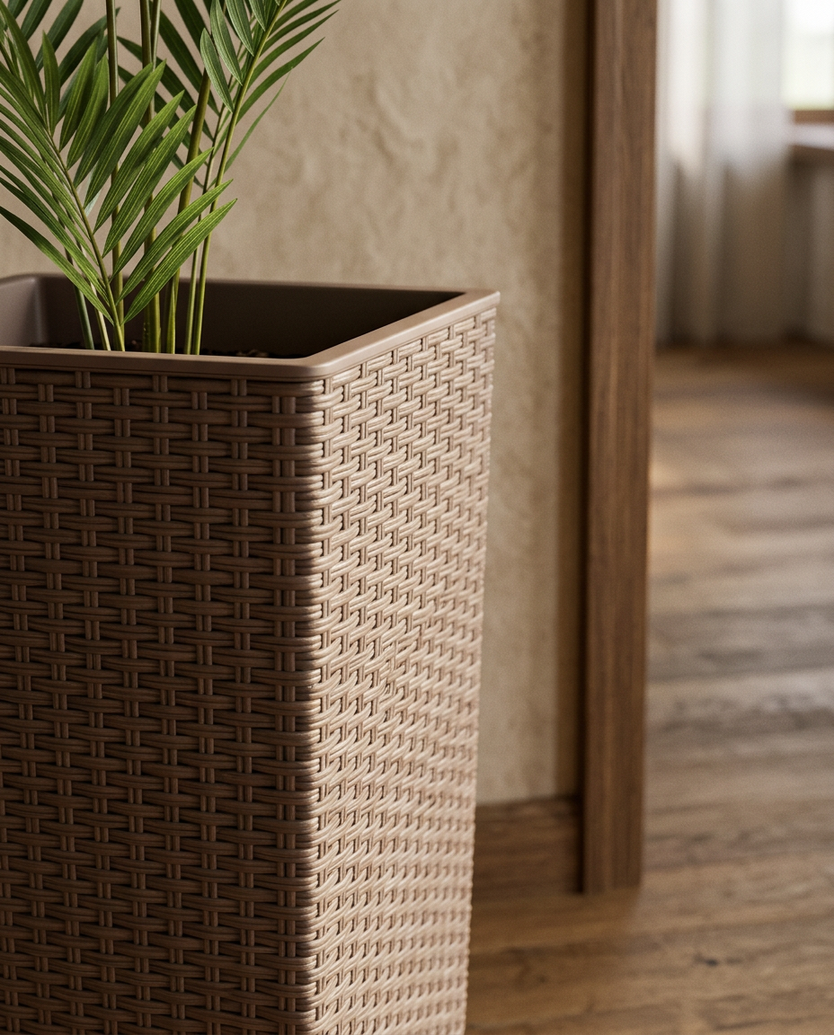 23.6in tall tapered planters set of 2, close detail showing material and finish